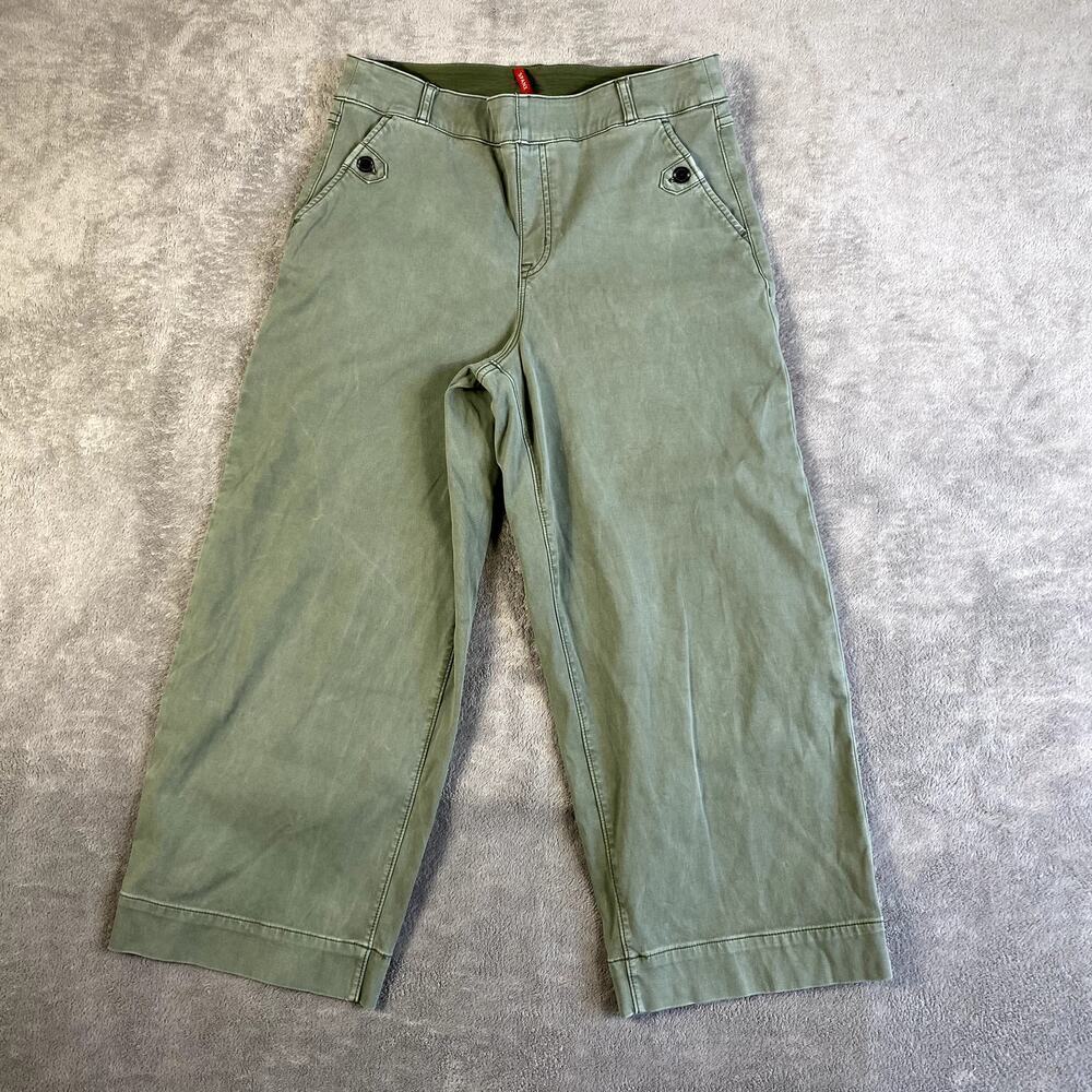 Spanx‎ Green Twill Cropped Wide-Leg Pants – Size L – Stretch Comfort Casual